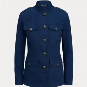 Lauren Ralph Lauren Women's Navy Blue Herringbone Field Jacket, 10